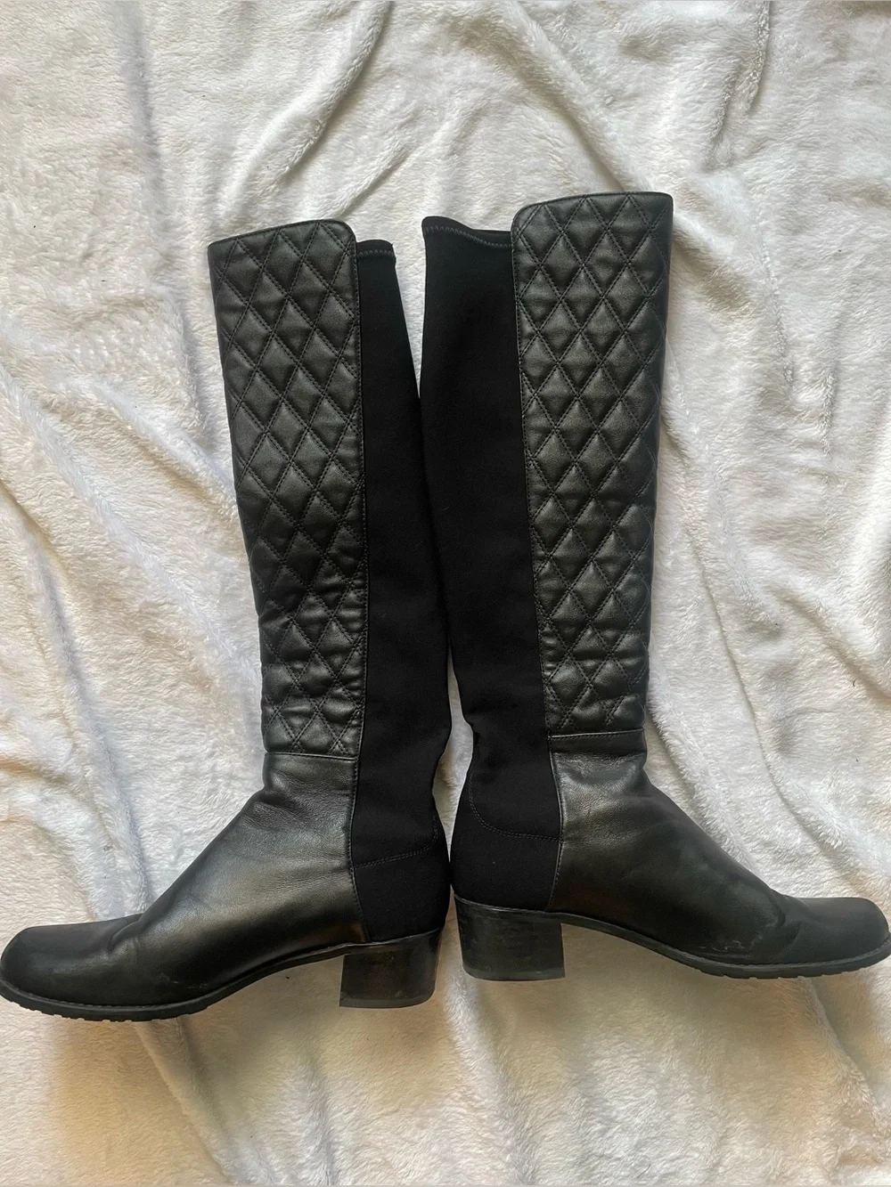 Stuart Weitzman Black 5050 Quilted Over-the-Knee Stretch Boots Sz 7 Riding Boot